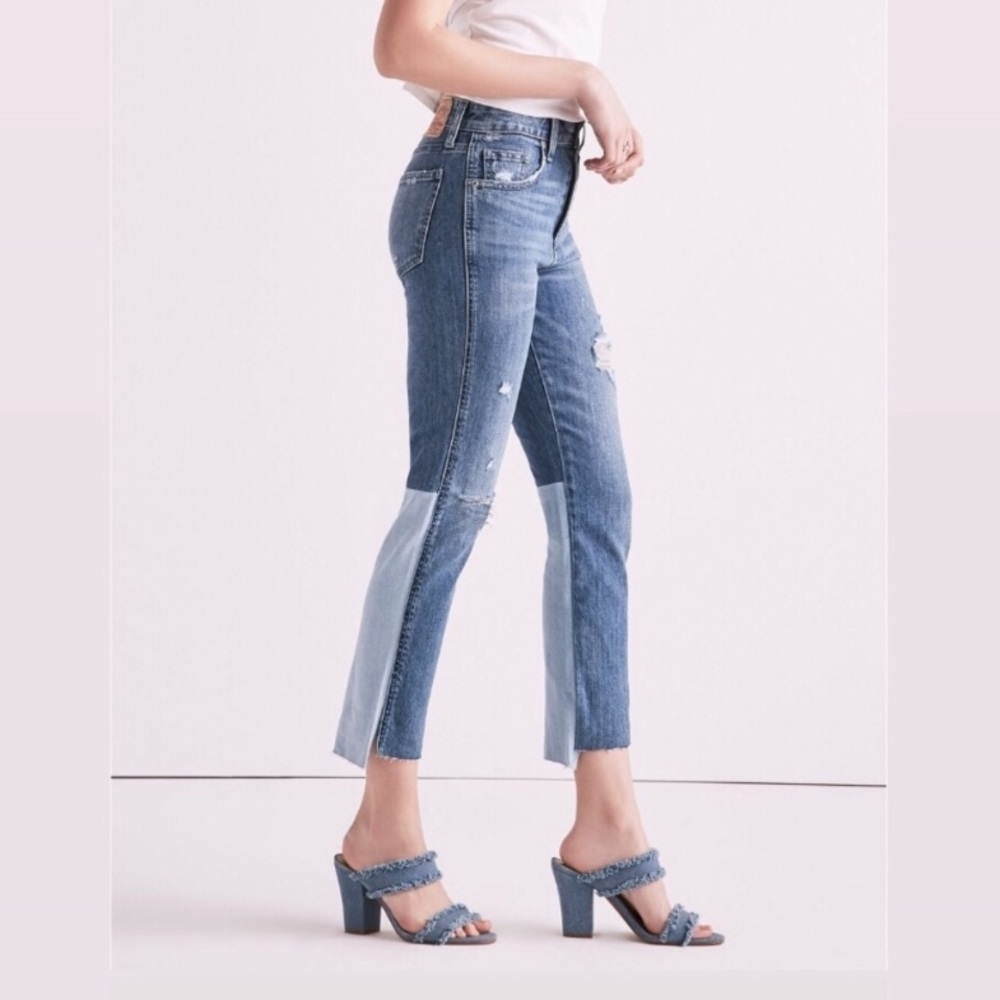 Lucky Brand Jeans colorblock cropped destroyed denim size 6/28